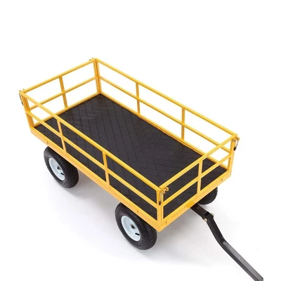 Gorilla Carts 1200lbs. Capacity Industrial Steel Utility Wagon With Removable Sides And 2 In 1 Handle For Towing - Yellow (GOR1201B) 3 Gorilla Carts 1200lbs. Capacity Industrial Steel Utility Wagon With Removable Sides And 2 In 1 Handle For Towing - Yellow (GOR1201B) - Image 3