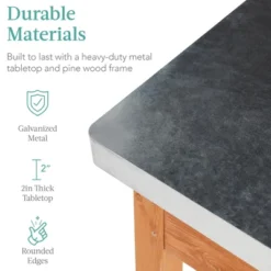 Best Choice Products Mobile Outdoor Table And Storage Cabinet W/ Hooks, 4 Wheels, Stainless Steel Top - Stained Brown -Deals Patio Elegance Store GUEST 163073ad 8a4a 4f50 a33d 0b1a8c50c5f2