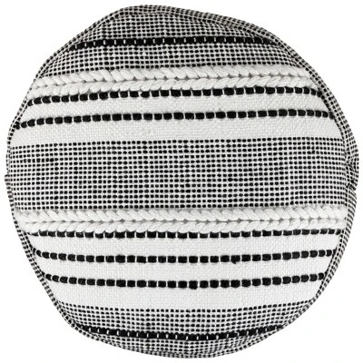 Northlight 18" White And Black Striped Outdoor Woven Pouf Ottoman 2 Northlight 18" White And Black Striped Outdoor Woven Pouf Ottoman - Image 2