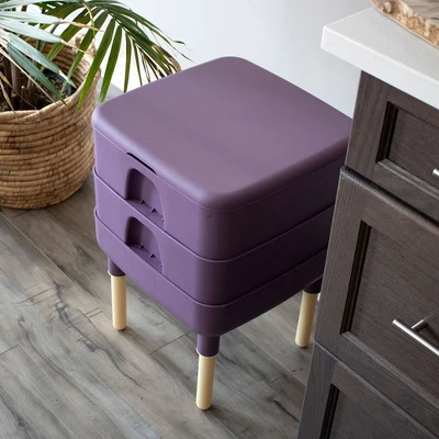 FCMP Outdoor Essential Living 6 Gallon UV Protected Plastic Worm Composter Bin Storage Container Box With 2 Trays For Garden And Home, Plum 3 FCMP Outdoor Essential Living 6 Gallon UV Protected Plastic Worm Composter Bin Storage Container Box With 2 Trays For Garden And Home, Plum - Image 3