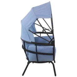Sunnydaze Decor Sunnydaze Modern Luxury Patio Lounge Chair With Retractable Shade - Powder-Coated Aluminum Frame With Polyester Cushions And Canopy