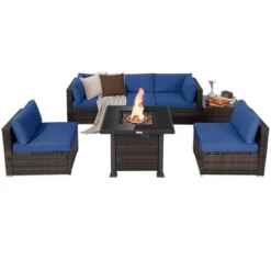 Tangkula Patio Rattan 7PCS Cushioned Chair Set Furniture Set Thick Cushion W/ 50,000 BTU Propane Fire Pit Table For Garden Black/Navy/Red/Turquoise/Off White 20 Tangkula Patio Rattan 7PCS Cushioned Chair Set Furniture Set Thick Cushion W/ 50,000 BTU Propane Fire Pit Table For Garden Black/Navy/Red/Turquoise/Off White -Deals Patio Elegance Store GUEST 1772ee00 7952 44b5 b893 bee8d9302dea