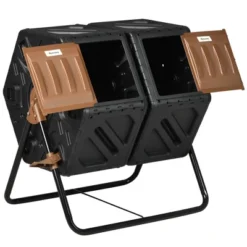Outsunny Rotating Composter, 34.5 Gallon Dual Chamber Compost Bin With Ventilation Openings And Steel Legs -Deals Patio Elegance Store GUEST 1787cd62 d5ba 4e61 a68d 8e44cd6b2a70