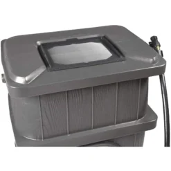 FCMP Outdoor WG4000 45 Gallon Wood Grain Outdoor Home Rain Water Catcher Barrel Flat Back Container With Spigots And Mesh Screen, Gray (2 Pack) -Deals Patio Elegance Store GUEST 17f53741 d8f3 48cc a9a6 0d50fb8237e4