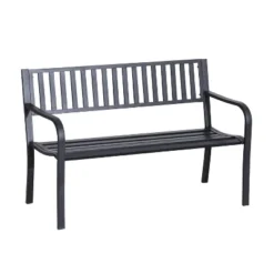 Outsunny 50" Garden Park Bench, Slatted Steel Outdoor Decorative Loveseat For Patio Lawn -Deals Patio Elegance Store GUEST 1852d10c 94fc 4c53 a222 c5ed9295504a
