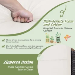 Costway Set Of 2 Patio Rattan Ottoman Footrest Cushions Wooden Handle Off WhiteBrownRedNavy -Deals Patio Elegance Store GUEST 1906ba5a 78d3 4883 8234 7806532bdef7