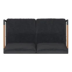 Emma And Oliver Aluminum Frame Loveseat With Teak Arm Accents And Plush Cushions -Deals Patio Elegance Store GUEST 19e0110c b7e2 48c7 936a f9203d990044