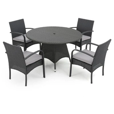 Theodore 5pc Wicker Patio Dining Set - Christopher Knight Home 1 Theodore 5pc Wicker Patio Dining Set - Christopher Knight Home