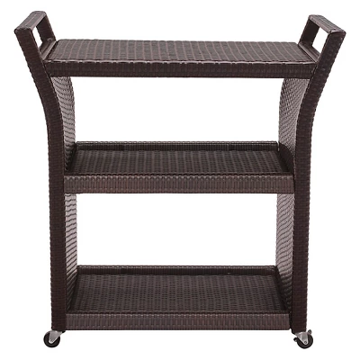 Crosley Palm Harbor Outdoor Wicker Bar Cart 1 Crosley Palm Harbor Outdoor Wicker Bar Cart