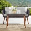All-Weather Wicker Athens Outdoor 2-Seat Bench With Cushions Brown - Alaterre Furniture