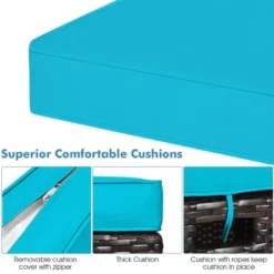 Costway 2PCS Patio Rattan Ottoman Cushioned Seat W/ Foot Rest Turquoise -Deals Patio Elegance Store GUEST 1b6833a6 ce0a 4a83 ab09 5ce238ef5d6b