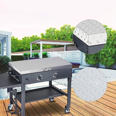 Flybold 28" Griddle Cover With Waterproof Aluminum Diamond Plate And Stainless Steel Handle For Outdoor BBQ Hood Blackstone Griddle Accessories 2 Flybold 28" Griddle Cover With Waterproof Aluminum Diamond Plate And Stainless Steel Handle For Outdoor BBQ Hood Blackstone Griddle Accessories - Image 2