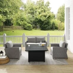 Bradenton 4pc Wicker Seating Set With Fire Table - Crosley -Deals Patio Elegance Store GUEST 1bd9eb8a 9f32 42cc a8b1 6fe7807e1558