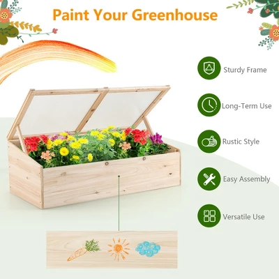 Costway Wooden Cold Frame Greenhouse Flower Planter Raised Plants Bed Protection 5 Costway Wooden Cold Frame Greenhouse Flower Planter Raised Plants Bed Protection - Image 5