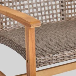 Hampton Wicker Loveseat - Natural/Gray - Christopher Knight Home -Deals Patio Elegance Store GUEST 1c882ece 4c48 40ba 892f a13f61f0514e