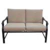 2pc Metal Outdoor Set With Loveseat & Table - Black/Beige - GODEER