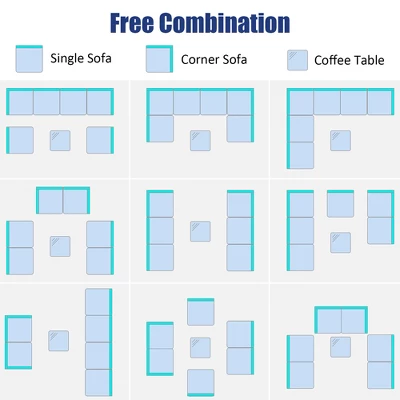 Costway 7PCS Patio Rattan Furniture Set Sectional Sofa Garden Black Cushion 5 Costway 7PCS Patio Rattan Furniture Set Sectional Sofa Garden Black Cushion - Image 5