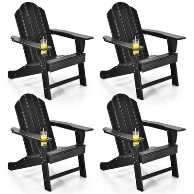 Costway 4PCS Patio Adirondack Chair Weather Resistant Garden Deck W/Cup Holder WhiteBlackGreyTurquoise 7 Costway 4PCS Patio Adirondack Chair Weather Resistant Garden Deck W/Cup Holder WhiteBlackGreyTurquoise - Image 7