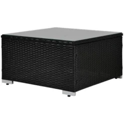 5pc Wicker Patio Sectional Seating Set With Cushions - Espresso/Blue - GODEER -Deals Patio Elegance Store GUEST 1f2765f0 f337 4c5e 93f5 a055427a6f2d