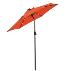 7.5' X 7.5' Solar LED Patio Umbrella Orange - Wellfor