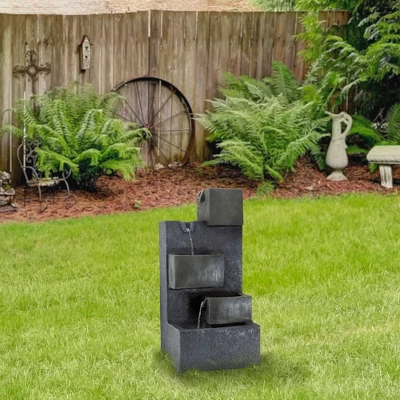 Northlight 19" Gray LED Lighted 5-Tier Rainfall Outdoor Water Fountain 1 Northlight 19" Gray LED Lighted 5-Tier Rainfall Outdoor Water Fountain