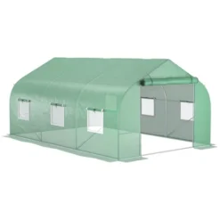 Outsunny 9.8' X 11.4' X 6.8' Outdoor Walk-In Tunnel Greenhouse Hot House With Roll-up Windows, Zippered Door, PE Cover, Green -Deals Patio Elegance Store GUEST 205112cd bc2a 4564 9861 5f5e7a8e55dc