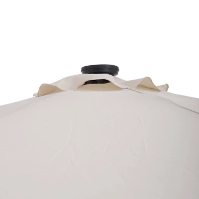 9' X 9' Solar LED Patio Umbrella With Tilt Adjustment And Crank Lift Beige - Wellfor 3 9' X 9' Solar LED Patio Umbrella With Tilt Adjustment And Crank Lift Beige - Wellfor - Image 3
