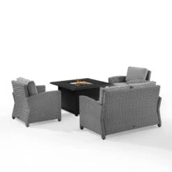 Bradenton 4pc Wicker Seating Set With Fire Table - Crosley -Deals Patio Elegance Store GUEST 20cc5473 4c0a 476c 96ed 33d587ff8928