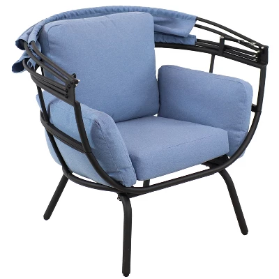 Sunnydaze Decor Sunnydaze Modern Luxury Patio Lounge Chair With Retractable Shade - Powder-Coated Aluminum Frame With Polyester Cushions And Canopy 5 Sunnydaze Decor Sunnydaze Modern Luxury Patio Lounge Chair With Retractable Shade - Powder-Coated Aluminum Frame With Polyester Cushions And Canopy - Image 5