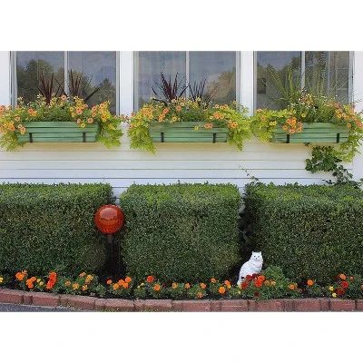 35" Wide Rectangular Galvanized Steel Flower Box Green With Wall Brackets - ACHLA Designs 2 35" Wide Rectangular Galvanized Steel Flower Box Green With Wall Brackets - ACHLA Designs - Image 2