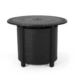 Amaya 5pc Outdoor 4 Wicker Swivel Chair & Fire Pit Set - Dark Brown/Beige/Matte Black - Christopher Knight Home -Deals Patio Elegance Store GUEST 231cad94 0799 4463 86d5 abb259e55e9b