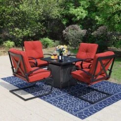 5pc Outdoor Set With Spring Motion Chairs & 28" Fire Table - Captiva Designs -Deals Patio Elegance Store GUEST 23323a03 89a0 4fb1 99a9 b342bfd5b3d7