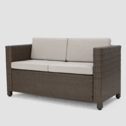 Puerta 5pc Wicker Sofa Chat Set - Brown/Ceramic Gray - Christopher Knight Home -Deals Patio Elegance Store GUEST 23376b8e b05d 40e5 be9b 55fec233c039