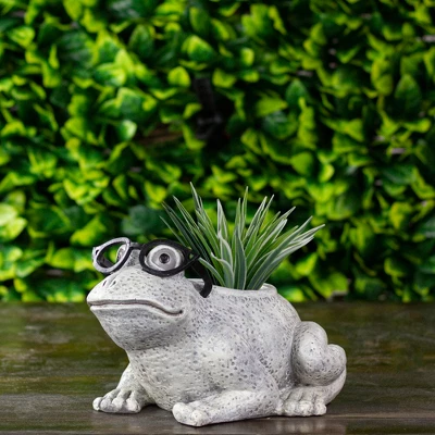 Roman 9.75" Frog Spring Outdoor Patio Garden Planter - Gray 1 Roman 9.75" Frog Spring Outdoor Patio Garden Planter - Gray