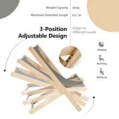 Costway Foldable Wood Beach Sling Chair 3-Position Adjustable Beech Chair W/Free Cushion 12 Costway Foldable Wood Beach Sling Chair 3-Position Adjustable Beech Chair W/Free Cushion -Deals Patio Elegance Store GUEST 2379cf89 b4e0 4bb2 bf9b 9cc7951a947e