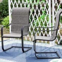 Patio Set With Steel Table With 1.57" Umbrella Hole & Metal Padded Sling C-Spring Arm Chairs - Captiva Designs -Deals Patio Elegance Store GUEST 23a03e77 cddf 407a bf9d f513c9175cbd