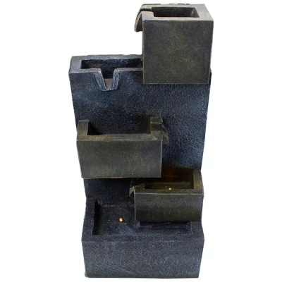 Northlight 19" Gray LED Lighted 5-Tier Rainfall Outdoor Water Fountain 4 Northlight 19" Gray LED Lighted 5-Tier Rainfall Outdoor Water Fountain - Image 4