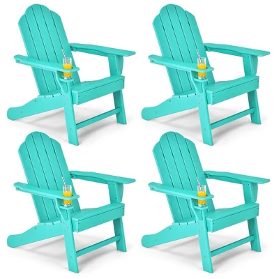 Costway 4PCS Patio Adirondack Chair Weather Resistant Garden Deck W/Cup Holder WhiteBlackGreyTurquoise 9 Costway 4PCS Patio Adirondack Chair Weather Resistant Garden Deck W/Cup Holder WhiteBlackGreyTurquoise - Image 9