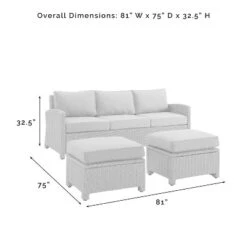Bradenton 3pc Outdoor Wicker Sofa & 2 Ottoman Set - Gray/Gray - Crosley -Deals Patio Elegance Store GUEST 251e60d4 d102 4908 b72d 9263cc7b2c97