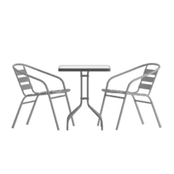 Emma And Oliver 23.5'' Square Glass Top Metal Table With 2 Aluminum Slat Stack Chairs 24 Emma And Oliver 23.5'' Square Glass Top Metal Table With 2 Aluminum Slat Stack Chairs -Deals Patio Elegance Store GUEST 25d90ff4 ddfc 491b a1d5 94f360605547