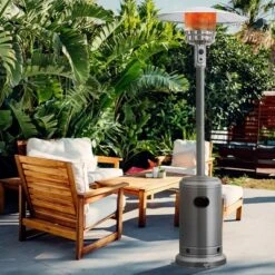 Costway 50000 BTU Propane Patio Heater Standing LP Gas Steel W/ Wheels Grey -Deals Patio Elegance Store GUEST 264178c8 0174 4ae5 95d3 ead998b4259b