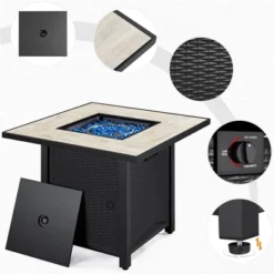 Yaheetech Gas Fire Pit Table Square With Ceramic Tabletop Outdoor -Deals Patio Elegance Store GUEST 26985806 301f 4240 b8b5 670fd34bb17a