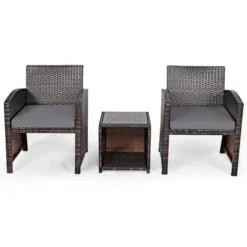 Tangkula 3 PCS Patio Rattan Furniture Set Conversation Chair Set With Soft Cushion & Coffee Table For Backyard Poolside Garden Gray 8 Tangkula 3 PCS Patio Rattan Furniture Set Conversation Chair Set With Soft Cushion & Coffee Table For Backyard Poolside Garden Gray -Deals Patio Elegance Store GUEST 26bfa278 4b3f 4860 a9f1 c252af02b1b4