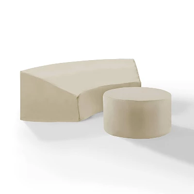 Crosley 2pc Furniture Covers, Round Sectional Sofa And Coffee Table, Tan 3 Crosley 2pc Furniture Covers, Round Sectional Sofa And Coffee Table, Tan - Image 3