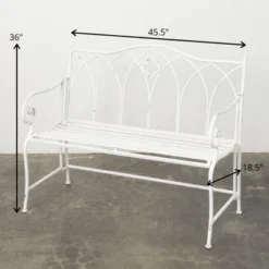 Sullivans Crisp White Metal Garden Bench 36"H White -Deals Patio Elegance Store GUEST 27f9137a 6591 45e6 9c14 a6b176282bb8