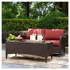 Kiawah 2 Piece Outdoor Wicker Seating Set With Chair & Ottoman - Sangria - Crosley -Deals Patio Elegance Store GUEST 283fb63b 043e 4f79 8053 aef17d94fdf5