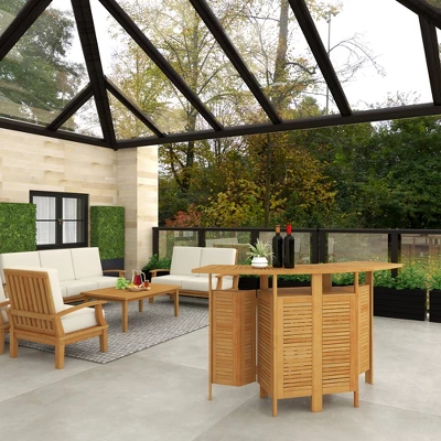 Patio Bar Table Teak - Olivia & May 13 Patio Bar Table Teak - Olivia & May - Image 13