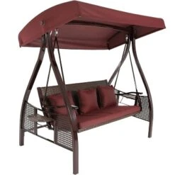 Sunnydaze Decor Sunnydaze Outdoor Deluxe 3-Person Patio Swing With Tilting Canopy Shade, Cushions And Side Tables -Deals Patio Elegance Store GUEST 285b3994 fa8e 4280 adae 0c416cbb57a6
