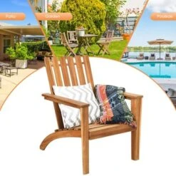 Costway 4PCS Outdoor Wooden Adirondack Chair Patio Lounge Chair W/ Armrest Natural -Deals Patio Elegance Store GUEST 28f41943 e2fb 4d71 998f a030dbd6779f
