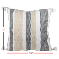 Tan & Black Tick Stripe 30X30 Oversized Filled Outdoor Pillow - Foreside Home & Garden 9 Tan & Black Tick Stripe 30X30 Oversized Filled Outdoor Pillow - Foreside Home & Garden -Deals Patio Elegance Store GUEST 29b76978 fb84 4ad1 930f 7c6ef384cf4f